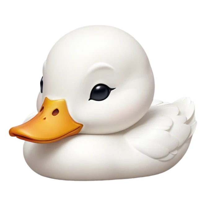Meme-Worthy Cute Sleeping White Duck Portrait Emoji, Head resting peacefully with a contented smile, showcasing a sleek, graceful build and a luxuriously soft pure white plumage, eyes shut in a serene, restful nap, Simplified yet hilariously adorable features, highly detailed, glowing with a soft, drowsy light, high shine, relaxed and utterly lovable, stylized with an air of playful laziness, bright and heartwarming, soft glowing outline, capturing the essence of a comically sleepy duck, so meme-worthy it feels like it could instantly become the next viral sensation of adorable slumber! sticker