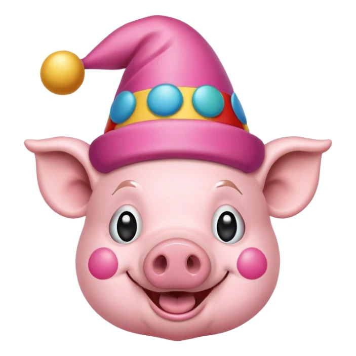 Pig with clown hat sticker