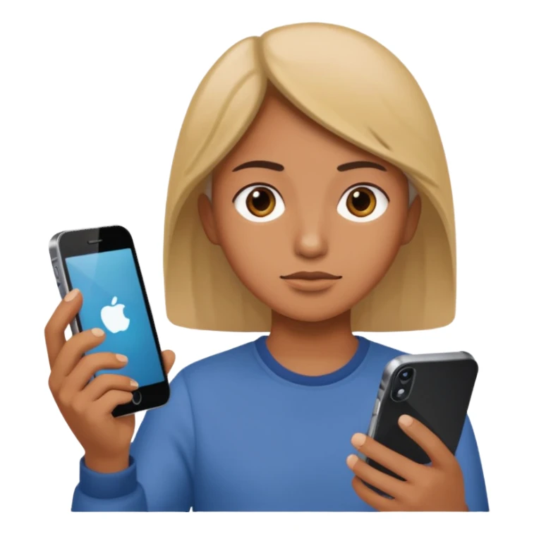 person with iphone searching sticker