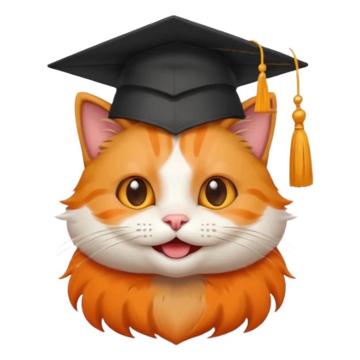 happy cat wearing a graduation cap sticker