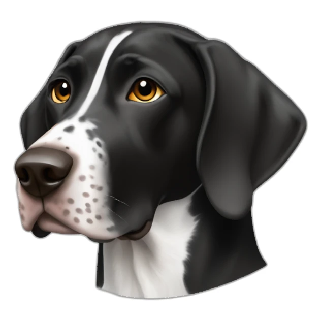 black & white german shorthair pointer, black head sticker