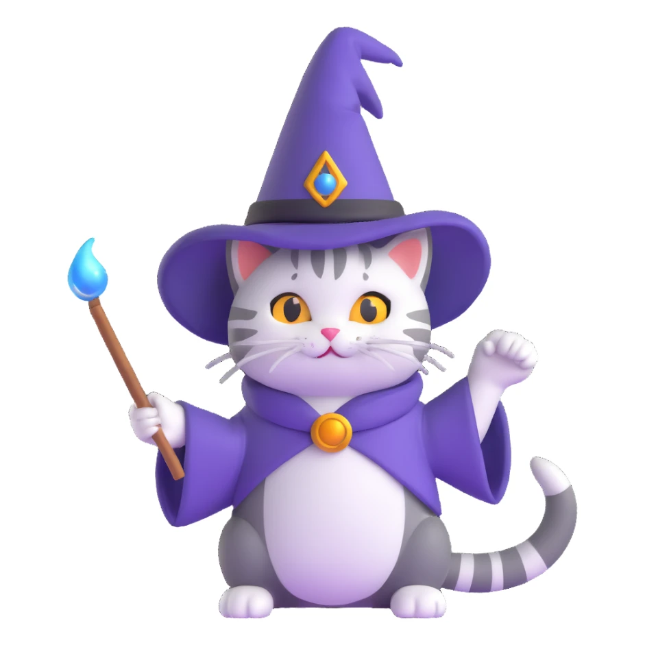 kitty wizard casting a spell sticker