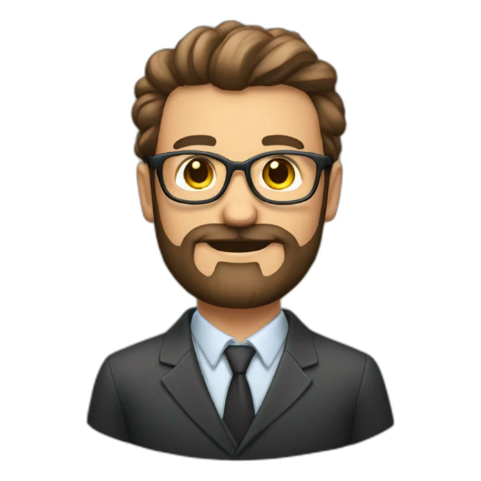 Profesor con pelo moreno, barba y gafas sticker