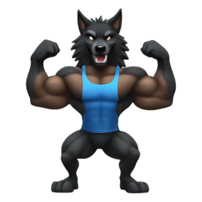 Bodybuilder black wolf pumping muscles sticker