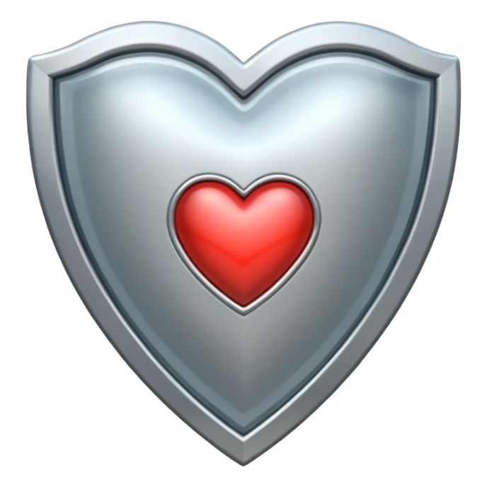 heart symbol with a protective shield sticker