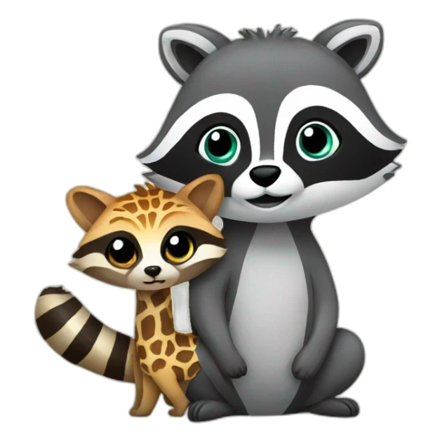 Raccoon holding a giraffe sticker