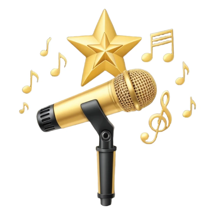 microphone with musical notes and a star sticker
