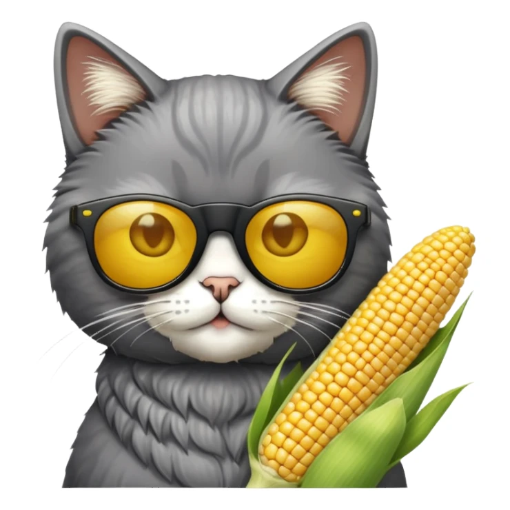 Cat with sunglasses and corn with salt sticker