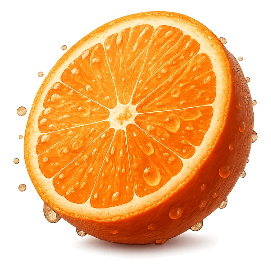 sparkling orange slice, no background sticker