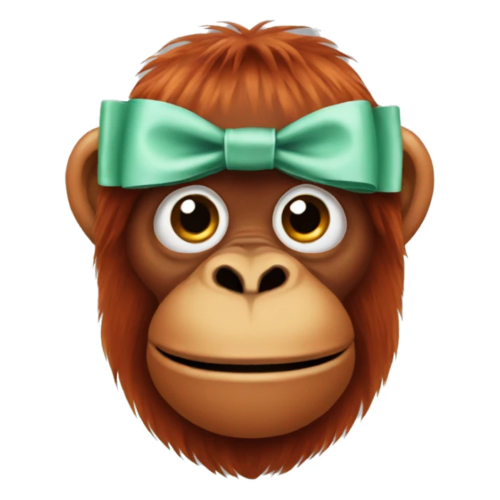 Orangutan wearing a bow sticker
