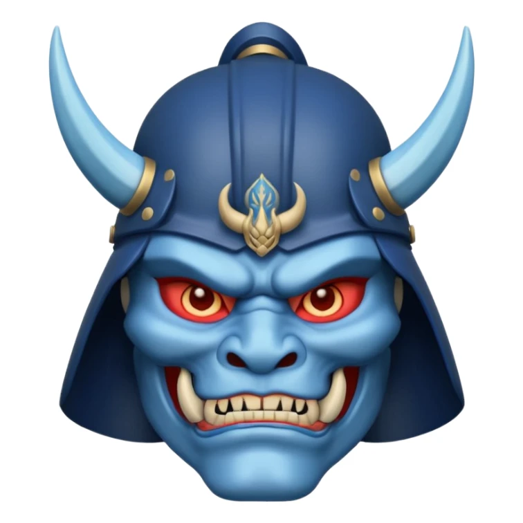 blue oni with samurai helmet face sticker