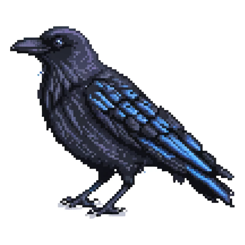 raven in pixel art style sticker