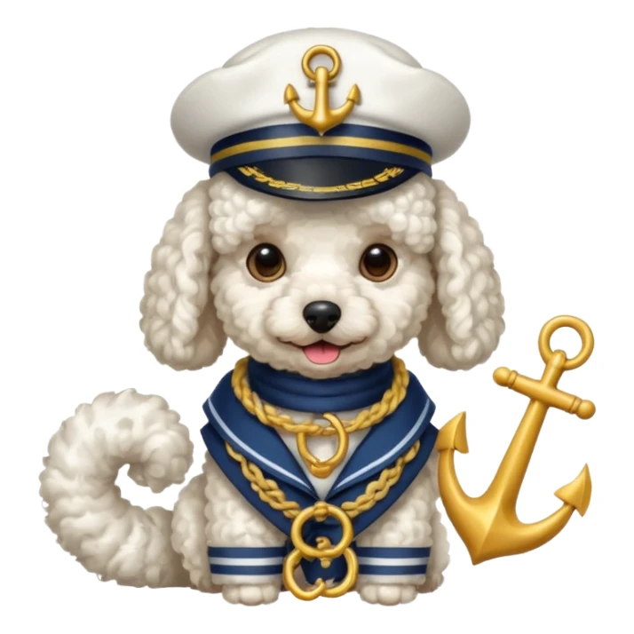 poodle with an anchor sticker