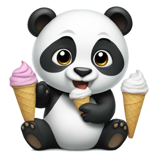 Panda eating ice cream sticker