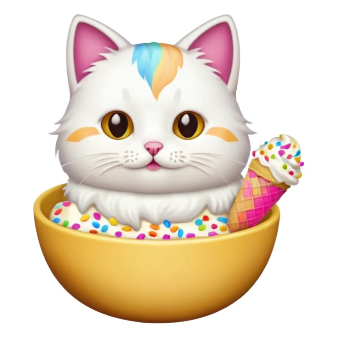 cat icecream in a bowl sticker