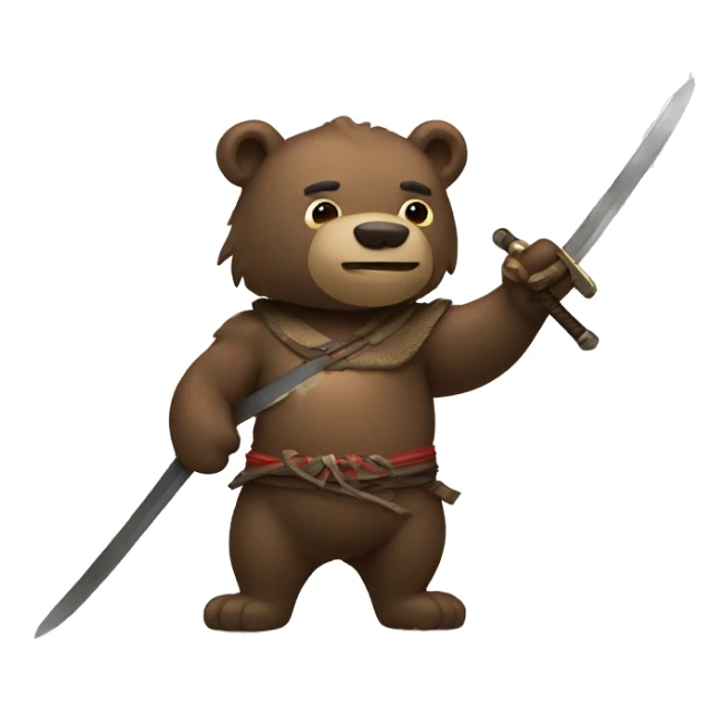 bear with katana sticker