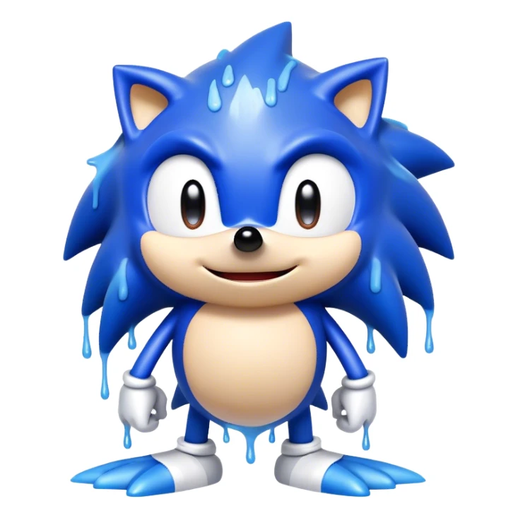 sonic covered in dripping white paint sticker