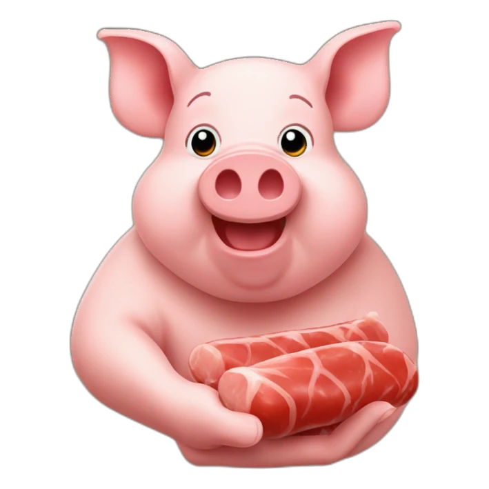 Cochon avec un saucisson dans les mains  sticker