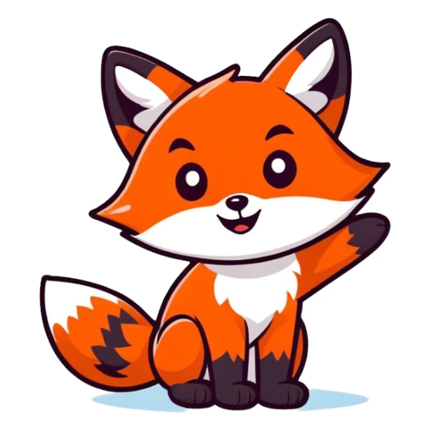 Red fox waving hi sticker