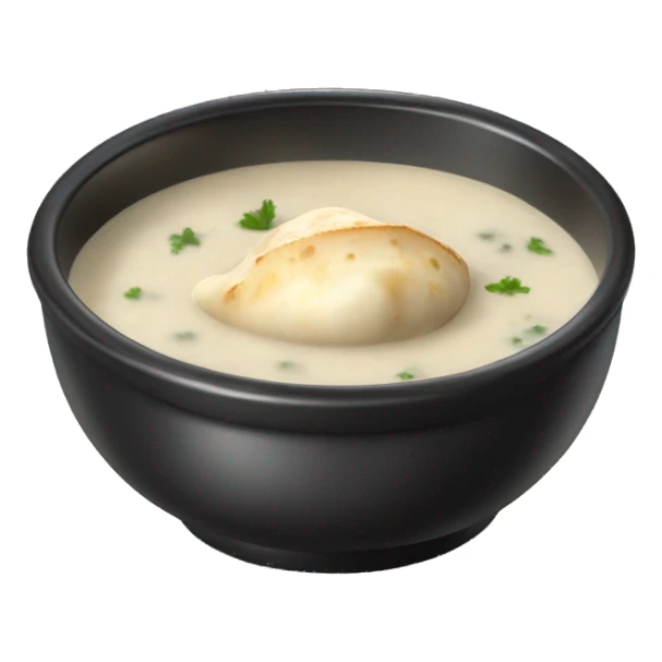 clam chowder in black bowl sticker