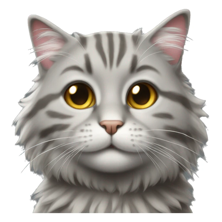 Fluffy grey tabby cat sticker