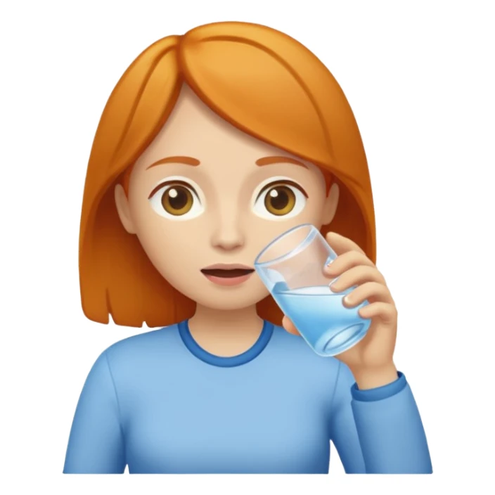 basic ginger woman drinking water sticker