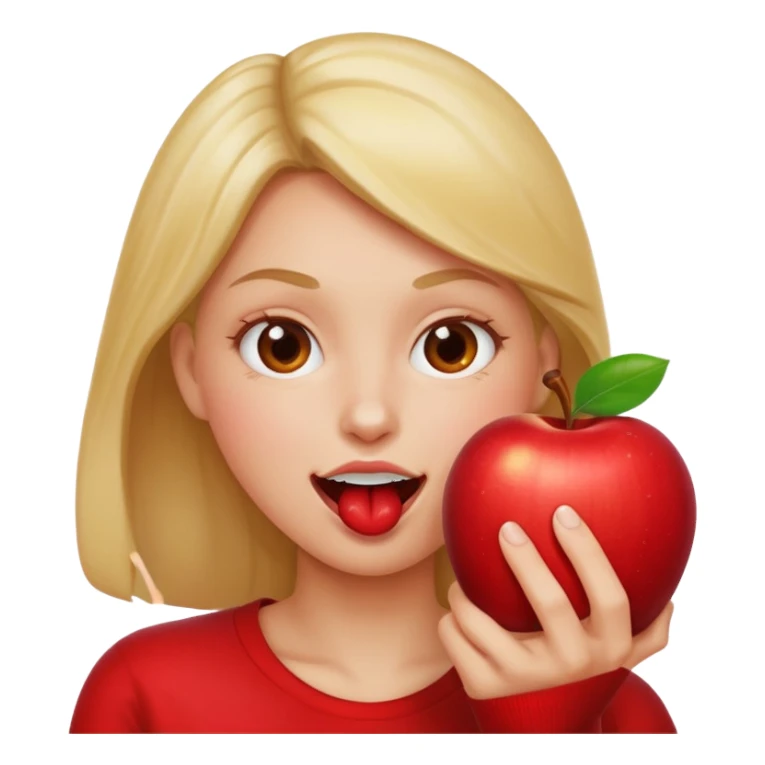 person biting apple sticker