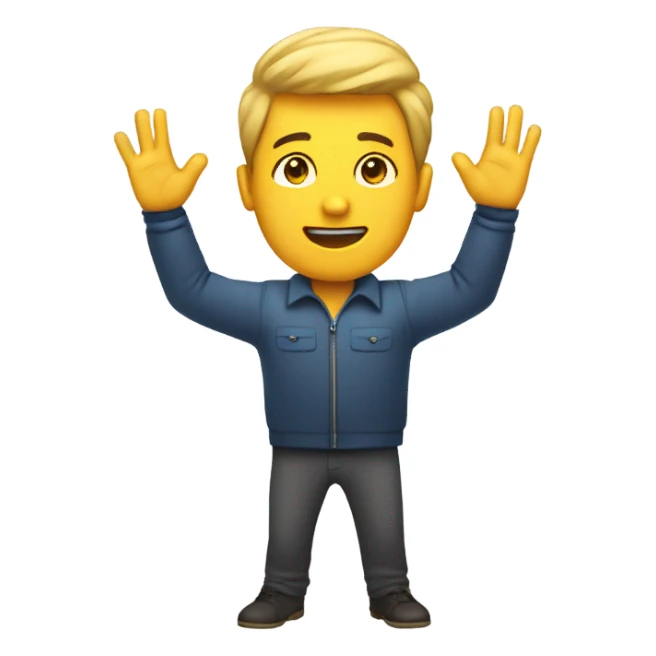 Person with both hands up sticker