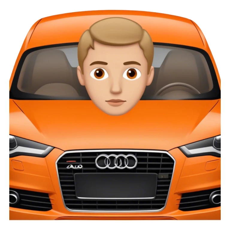 white guy with very thin lips in orange audi sticker