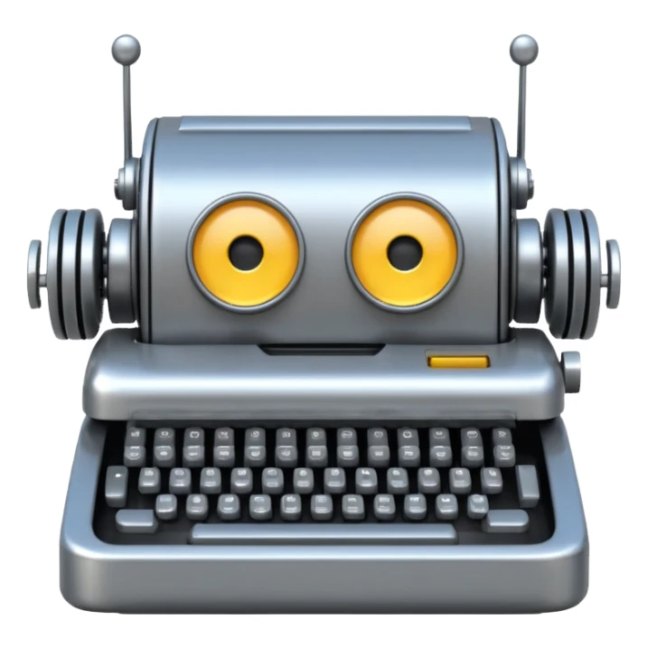 robot typewriter emoji with more expressive face sticker