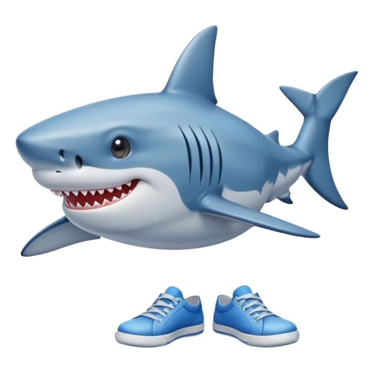 smiling shark wearing blue shoes sticker