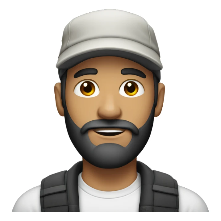 a white man with cap and black beard sticker