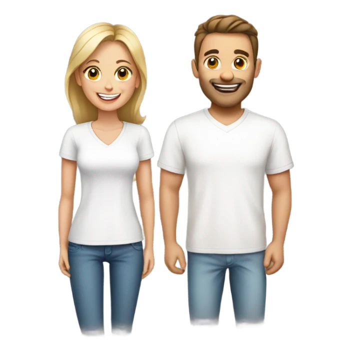 smiling couple in white shirts sticker