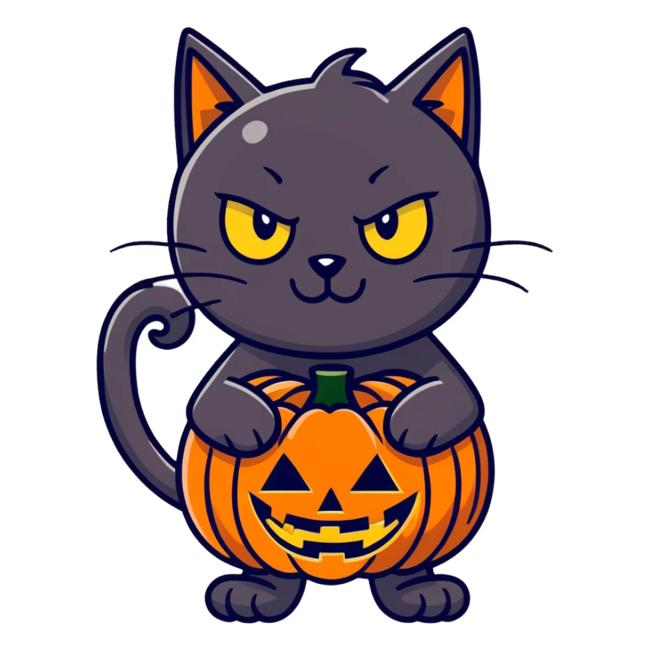  Black cat with Jack-o-lantern sticker