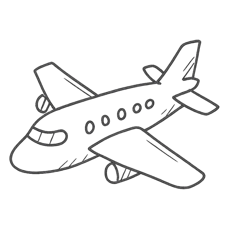 hand-drawn outlined airplane icon sticker