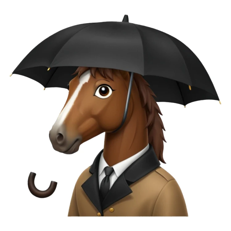 horse with black umbrella closeup view sticker