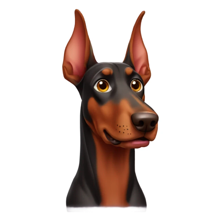 Red Doberman without cropped ears face facing front happy expression  sticker