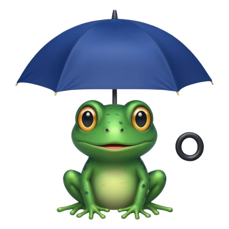 Frog with dark blue umbrella sticker