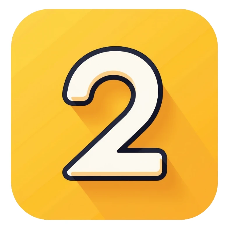 Number 2 on a yellow volumetric background sticker