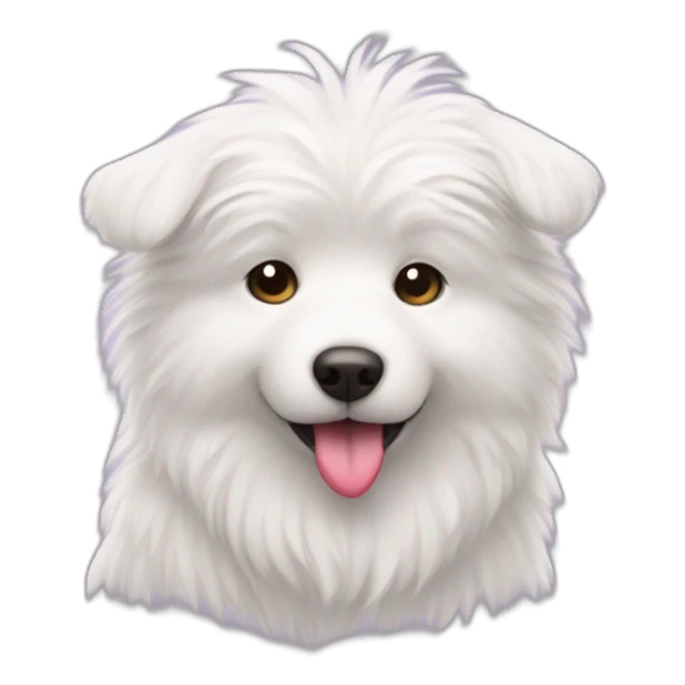 White fluffy dog and heart sticker