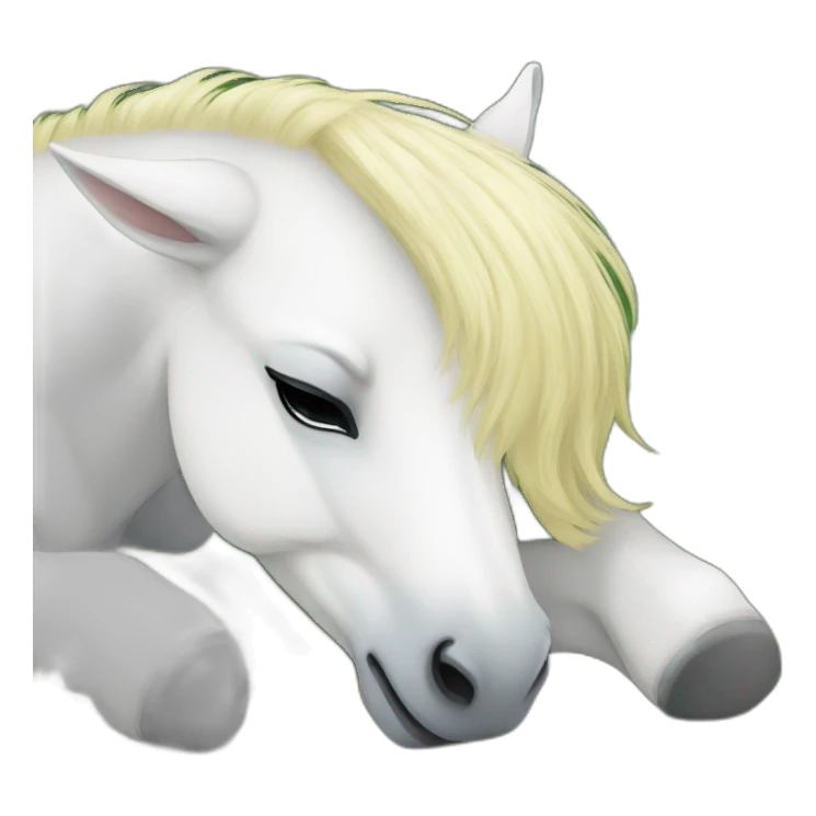 white pony sleeping lying on the ground sticker