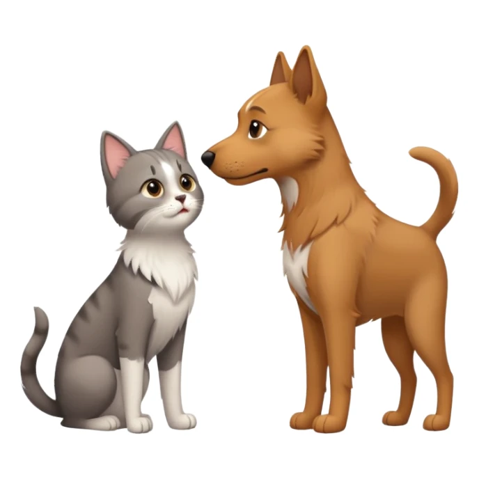 Tall dog small cat looking at each other sticker
