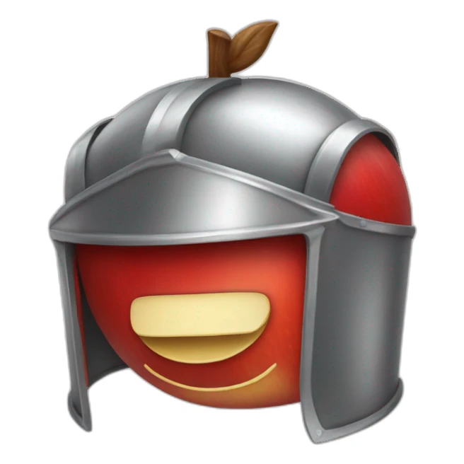 Happy red apple wearing knight helmet sticker