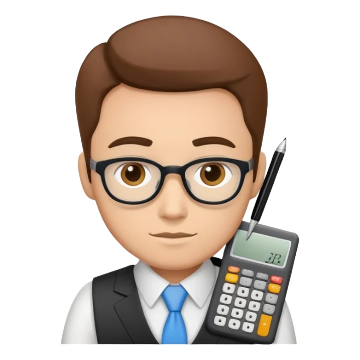 accountant with calculator and ledger sticker