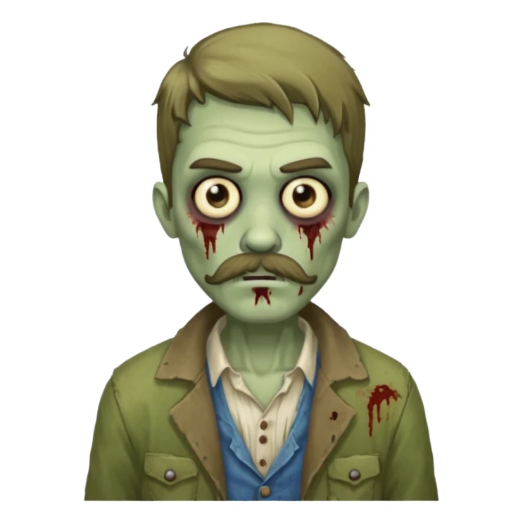 young zombie with long mustache sticker