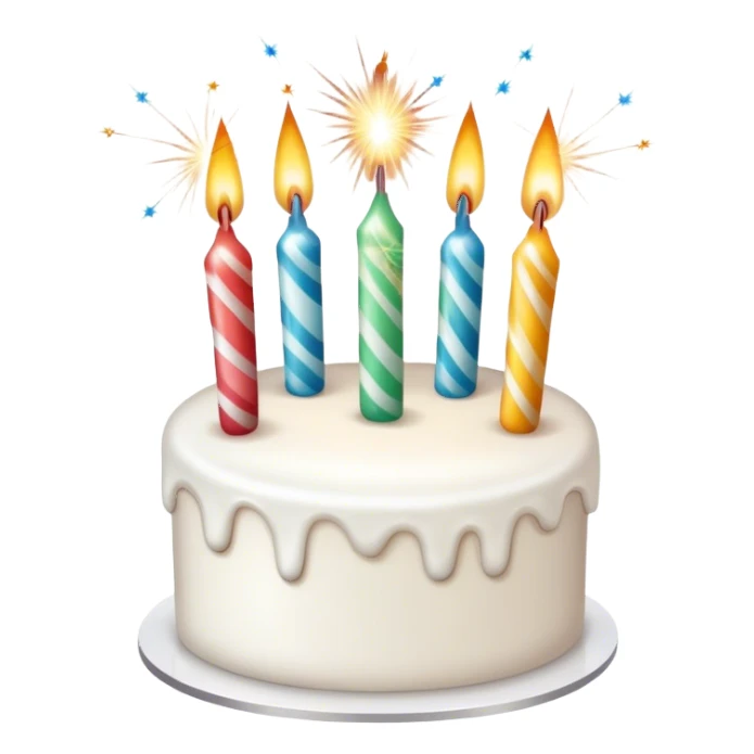 White birthday cake with sparkler candles sticker