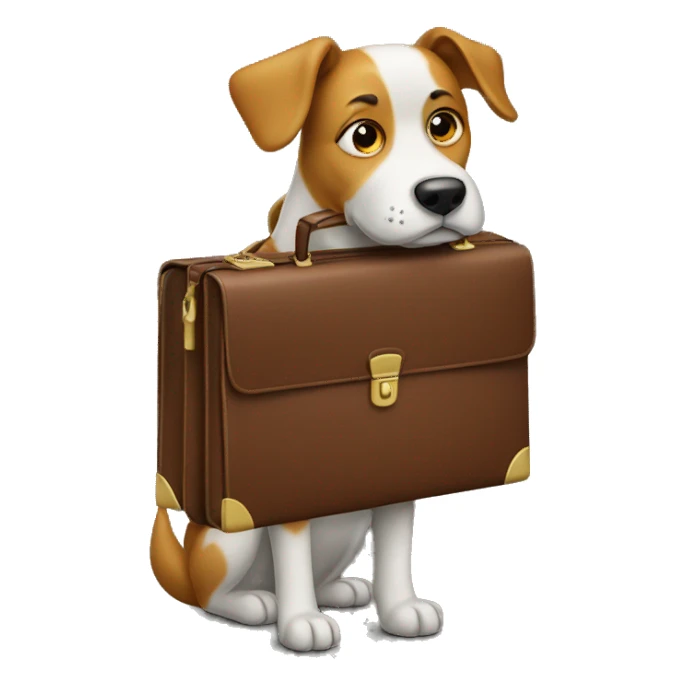 dog holds briefcase sticker