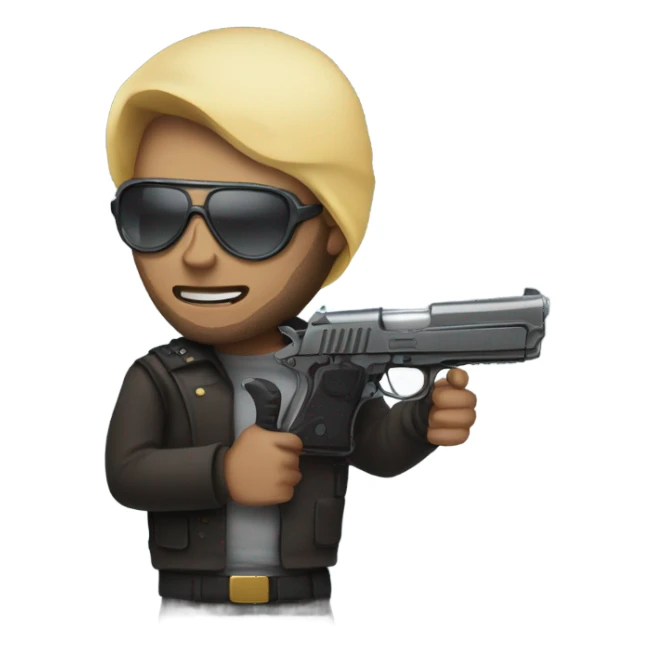 Guy in a sky mask holding a dessert eagle sticker