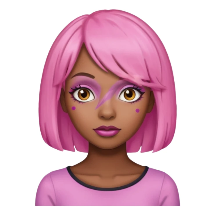 Black girl with pink wig sticker