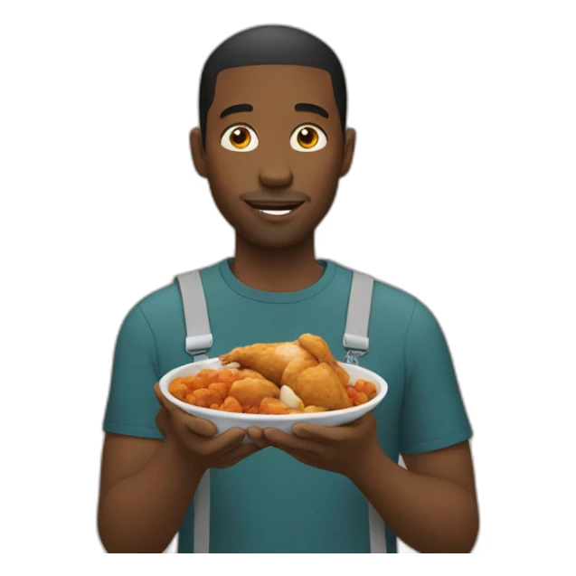 black man eating chicken sticker